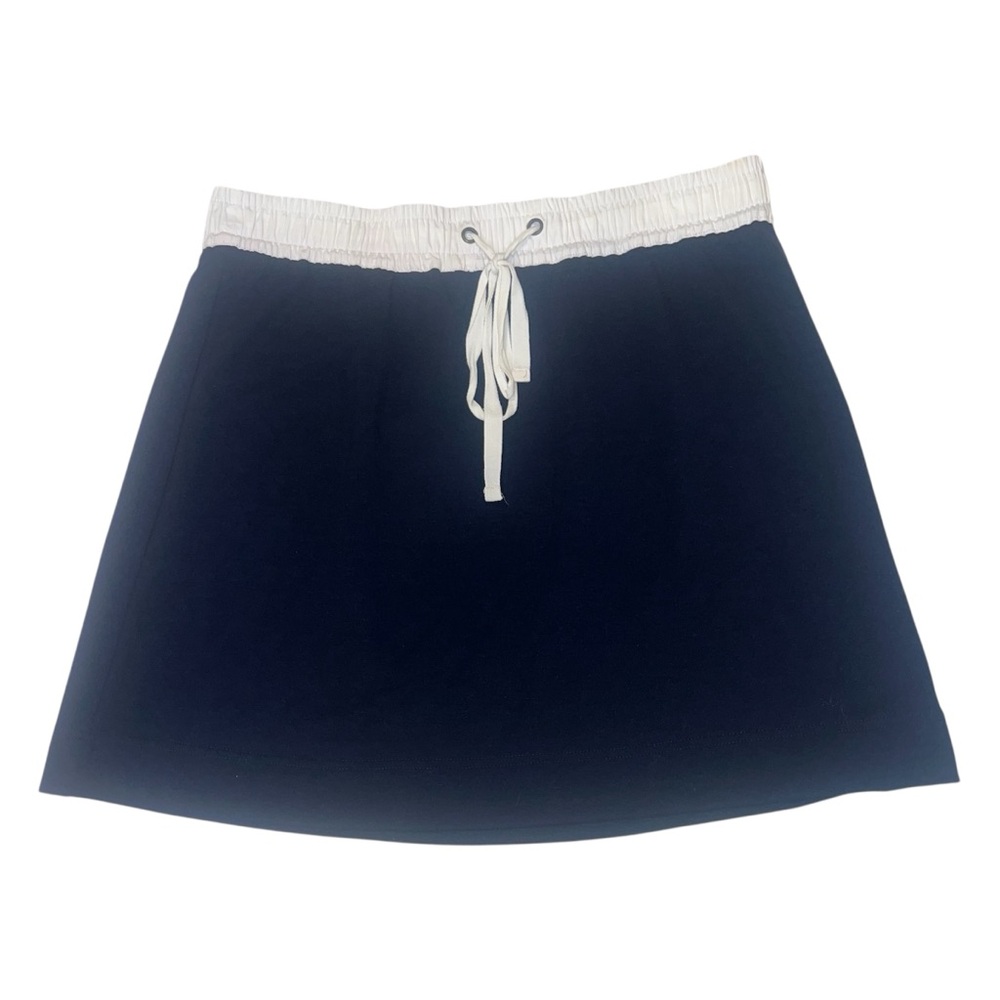 Loft Petites Size MP Active Skirt Comfort Stretch Drawstring Navy Blue White EUC